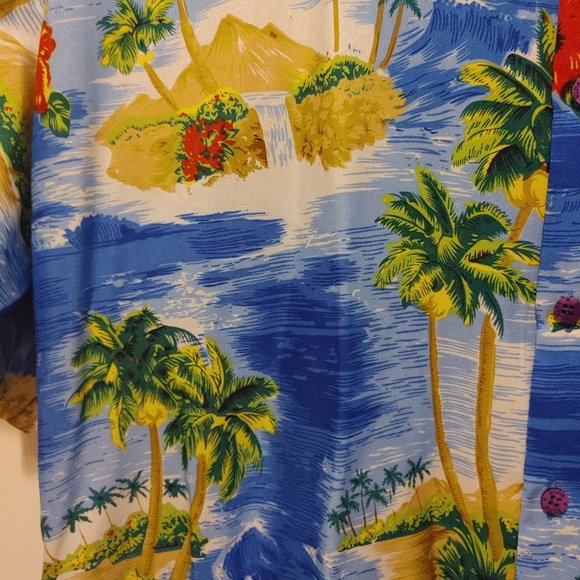 Rima Men's Hawaiian Shirt Blue Aloha Tropical Button Up Shirt Size XL - Picture 4 of 5